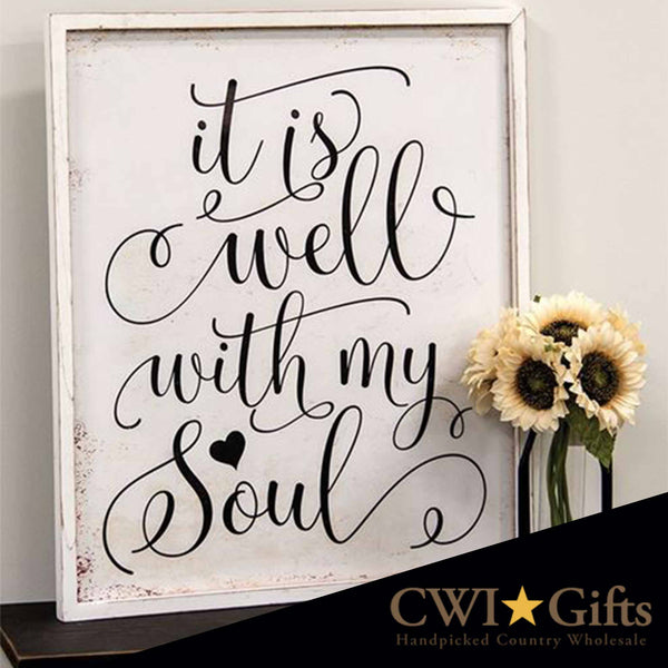 It Is Well With My Soul Distressed Framed Sign