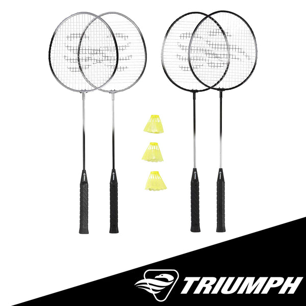 4-Player Badminton Set with 4 Rackets, 3 Shuttlecocks