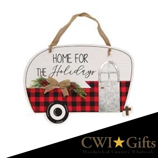 Home For The Holidays Camper Wooden Sign