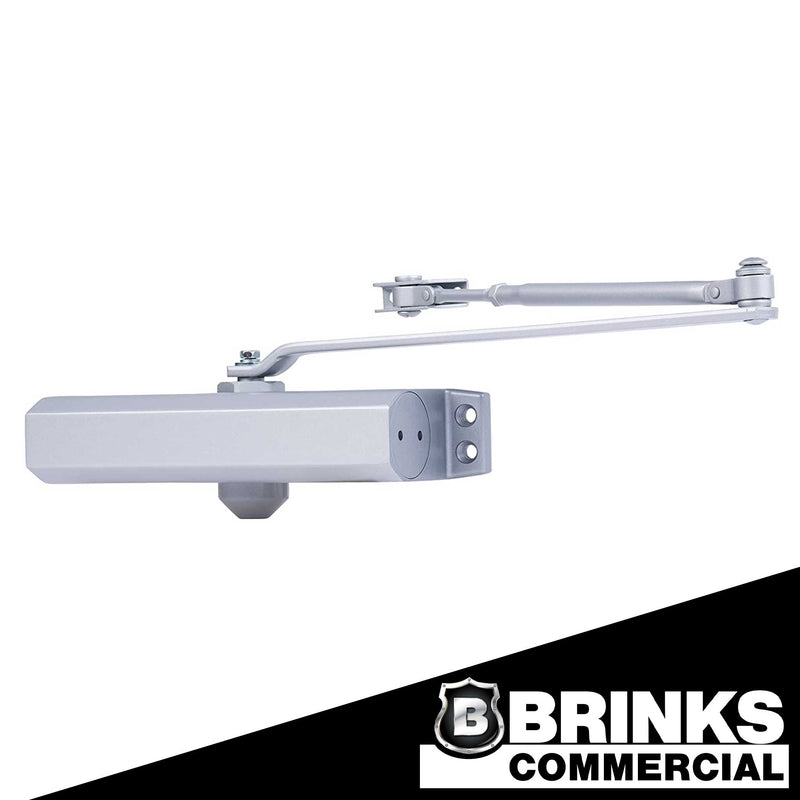 Medium Duty Residential Door Closer, Aluminum Finish - Size 3 with a 180-Degree Opening Range and Adjustable Closing Speed