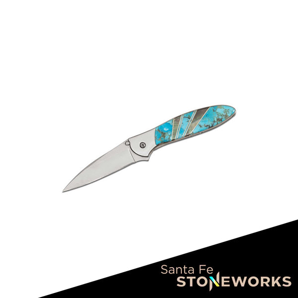 Santa Fe Stone works Kershaw Leek Ken Onion 3-inch Pocketknife, Turquoise Mother of Pearl