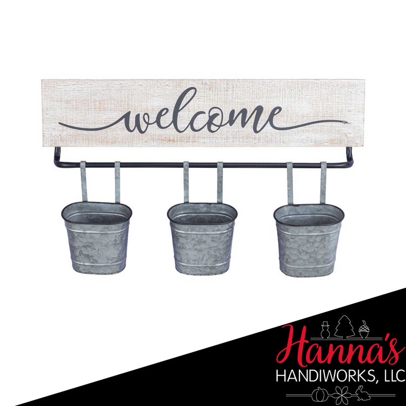 HANGING PAIL WELCOME PLANTER