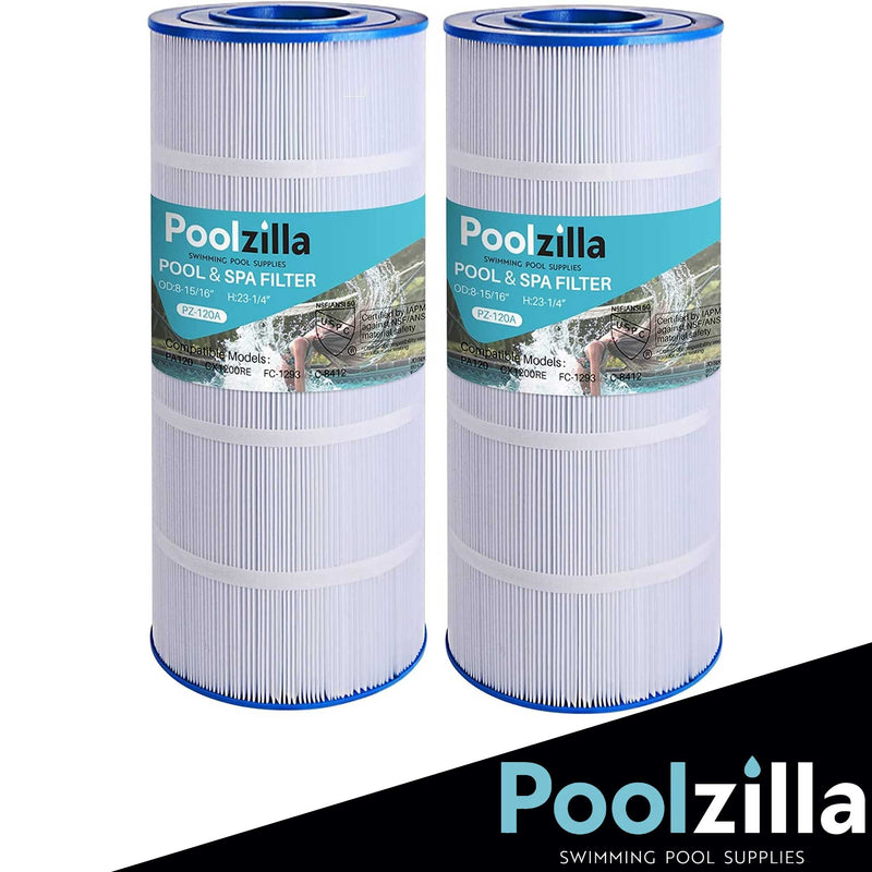 Poolzilla Replacement for Pool Filter PA120, CX1200RE, C1200, Unicel C-8412, Filbur FC-1293, Waterway Clearwater II, Pro Clean 125, 817-0125N, Aladdin 22002, 120 sq.ft Filter Cartridge-2 Pack