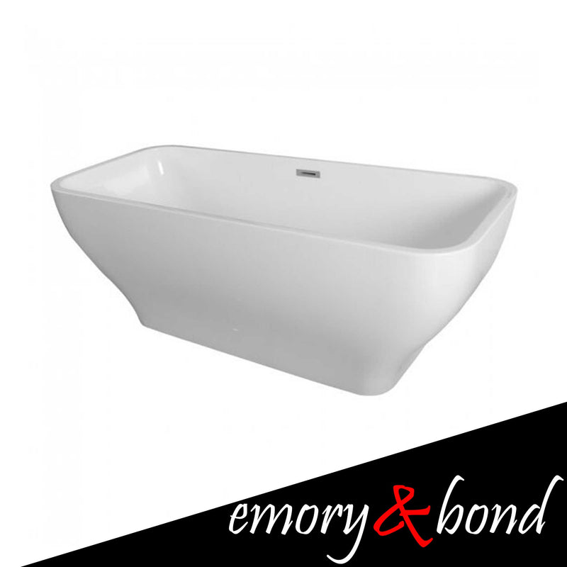 Mercer Free Standing Bath Tub, Acrylic, Glossy, Curved Oval, Center Drain, 71 Gallons