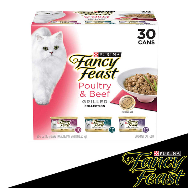 Gravy Wet Cat Food Variety Pack, Poultry & Beef Grilled Collection, (30) 3 oz. Cans