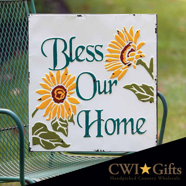 Bless Our Home Vintage Metal Wall Plaque