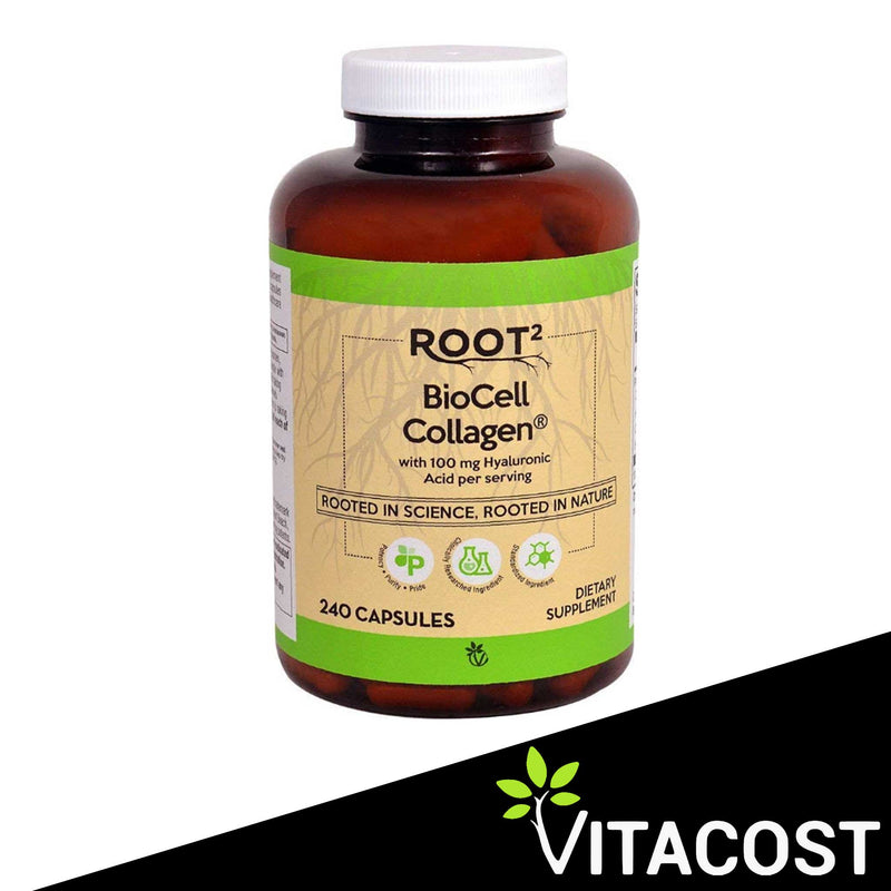 ROOT2 BioCell Collagen® with 100 mg Hyaluronic Acid per serving -- 240 Capsules