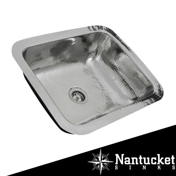 Hammered Rectangle Bar Sink in Stainless Steel 17.5"
