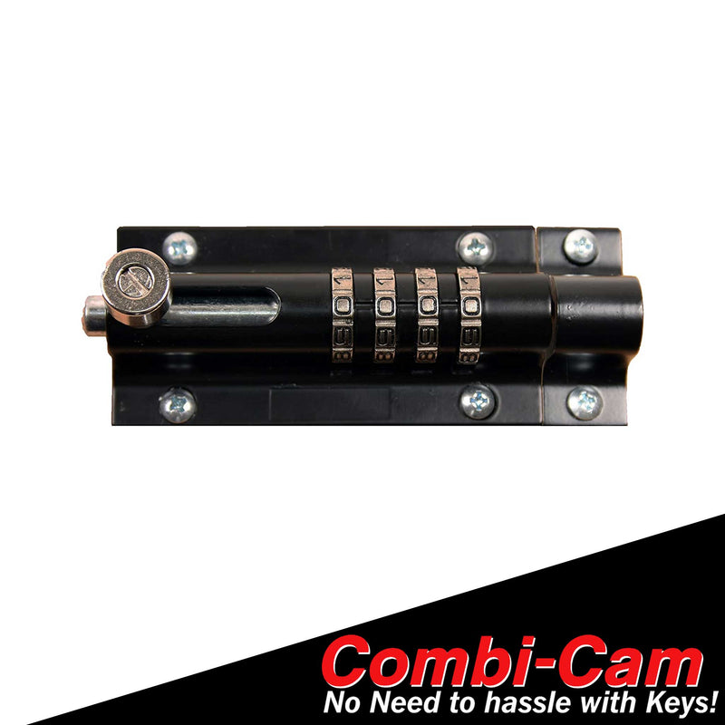 Cabinet Lock Combi-Bolt, Heavy Duty, 4-Dial Combination, 3/8" Diameter, Solid Metal, Black
