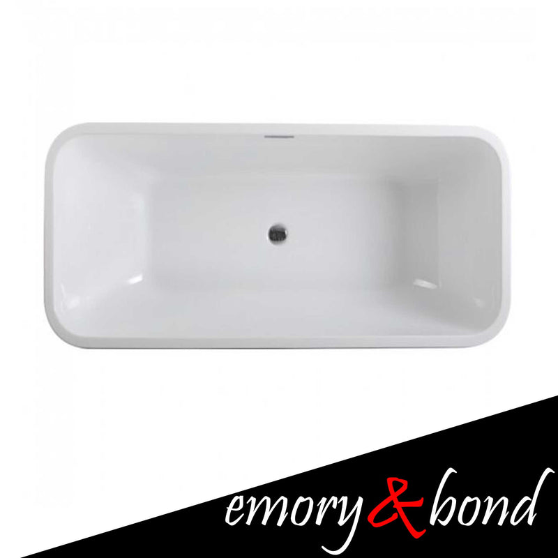 Mercer Free Standing Bath Tub, Acrylic, Glossy, Curved Oval, Center Drain, 71 Gallons