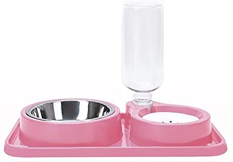 Double Dog Cat Bowls,Water and Food Bowl Set with Detachable Stainless Steel Bowl