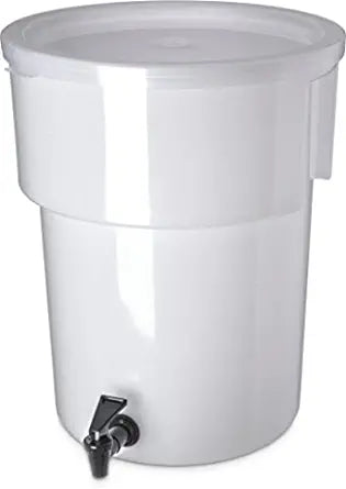 Carlisle Paddles 221002 Polyethylene Round Beverage Dispenser, 5 Gallon Capacity, White