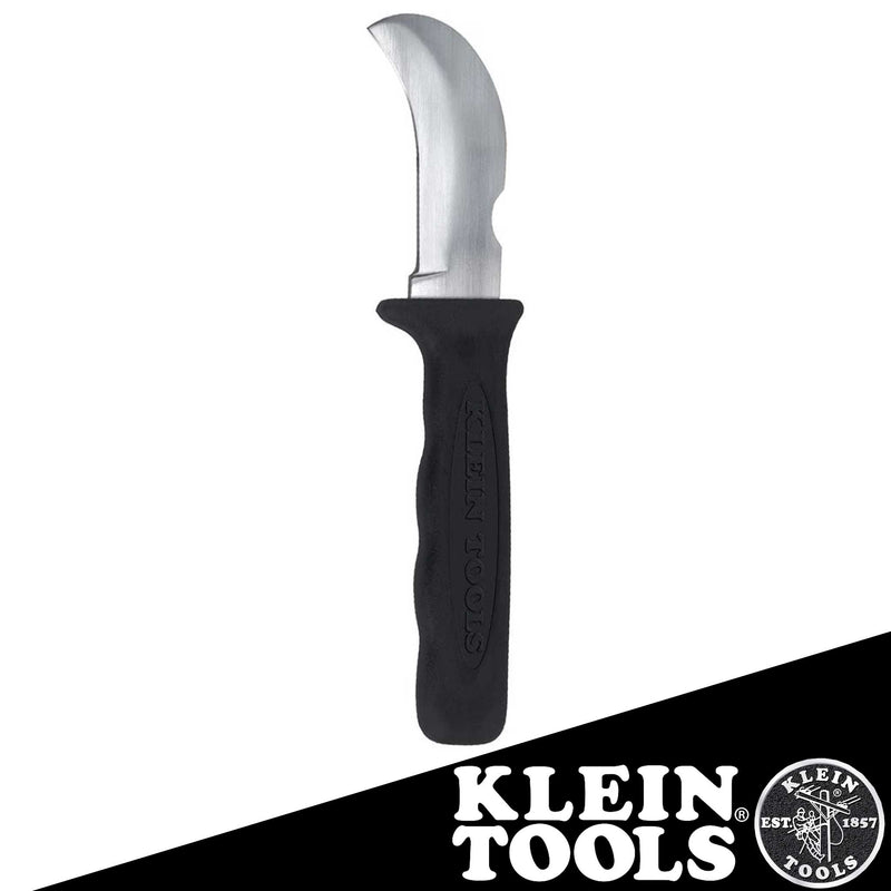 Linemans Skinning Knife, Ergnomic Handle with Finger Grooves, 3-Inch Fixed Hook Blade with Notch