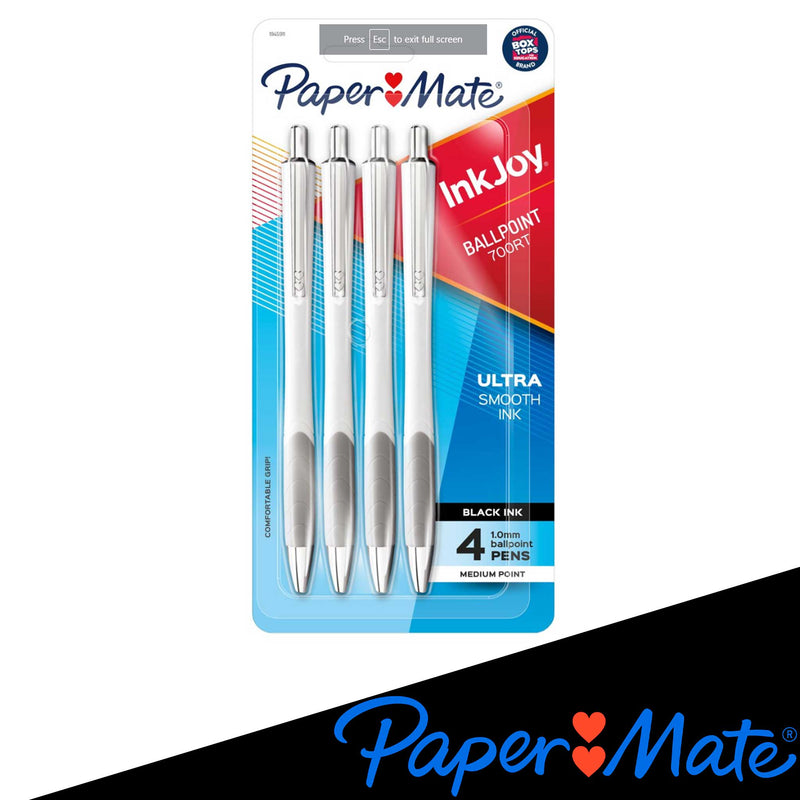 Blue Ink with White Barrel 1mm Retractable Ballpoint Pen - 12/Pack