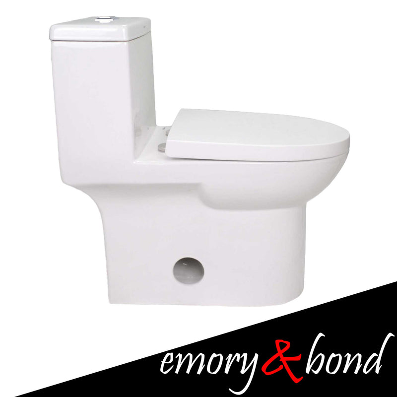 Langford Elongated One-Piece Toilet 1.6 / 1.1 GPF Dual Flush in White