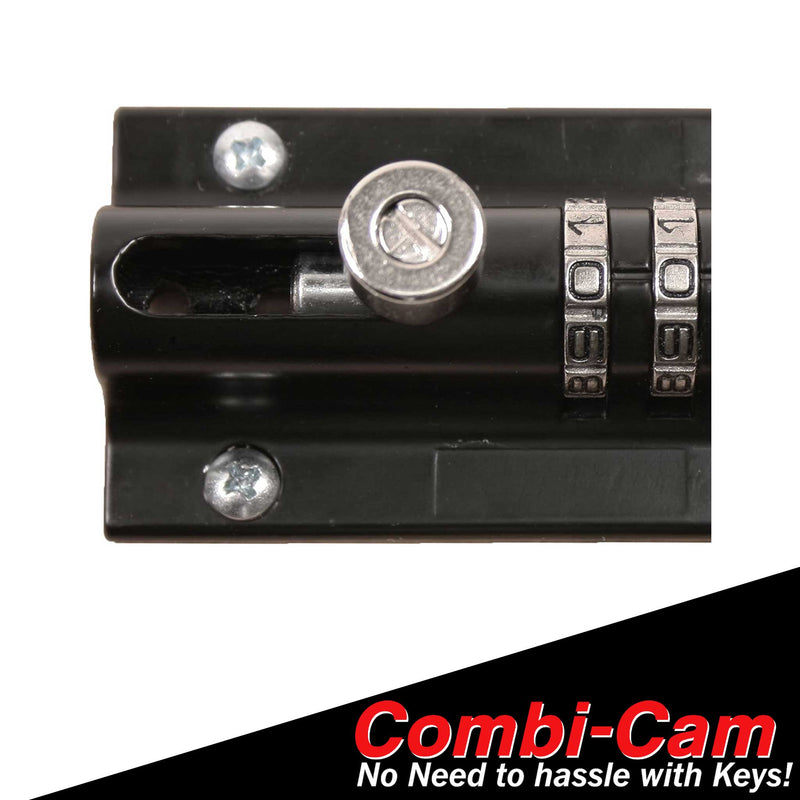 Cabinet Lock Combi-Bolt, Heavy Duty, 4-Dial Combination, 3/8" Diameter, Solid Metal, Black