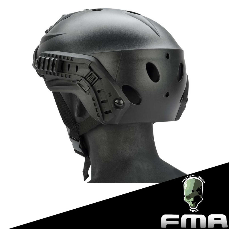 FMA Special Force Recon Tactical Helmet with ARC Rails and NVG Hood (Color: Black)