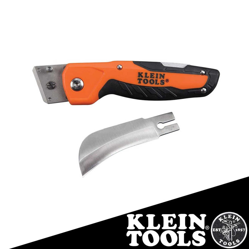 Utility Knife, Folding Knife with Hawkbill Blade, Cable Skinning, Replaceable Blade