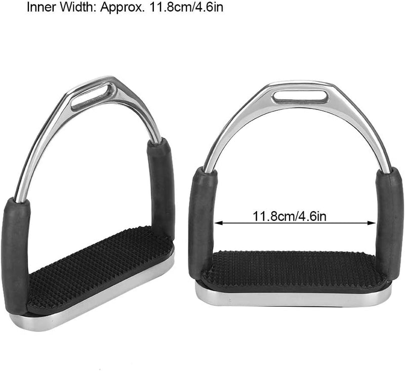 1 Pair High Strength Stirrups, Stainless Steel Stirrups with Non Slip Rubber Pad Horse Riding Tool Accessories
