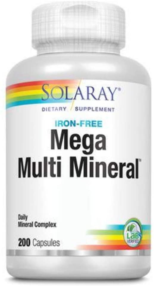 Solaray Mega Multi Mineral No Iron, Vitamin Capsules (200 CT)