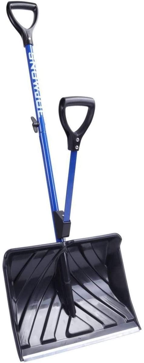 Shovelution SJ-SHLV01 18-in Strain-Reducing Snow Shovel w/ Spring Assisted Handle, Blue
