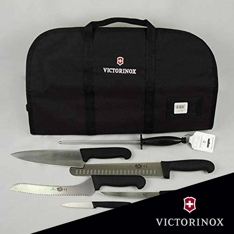 Victorinox Forschner 7 Pc Fibrox Deluxe Culinary Knife Roll Set, Black