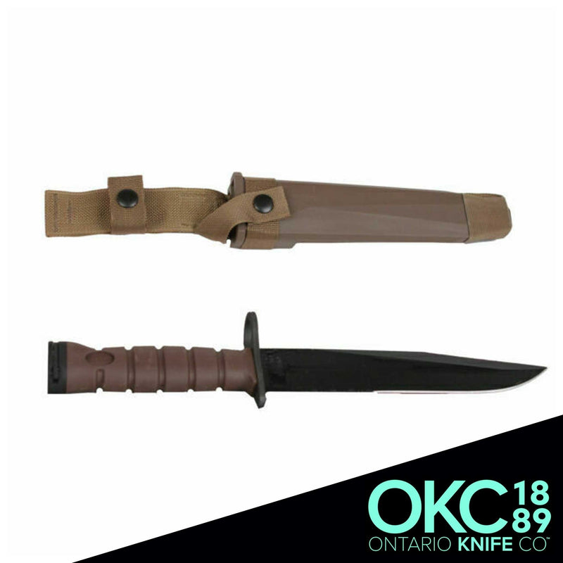 OKC3S Marine Bayonet, Black Blade, Tan Hard Sheath