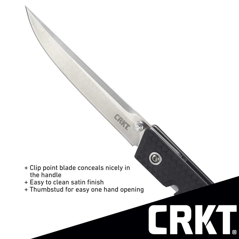 CRKT CEO EDC Folding Pocket Knife: Low Profile Gentleman's Knife, Everyday Carry, Satin Blade, IKBS Ball Bearing Pivot, Liner Lock, Glass Reinforced Fiber Handle, Deep Carry Pocket Clip 7096