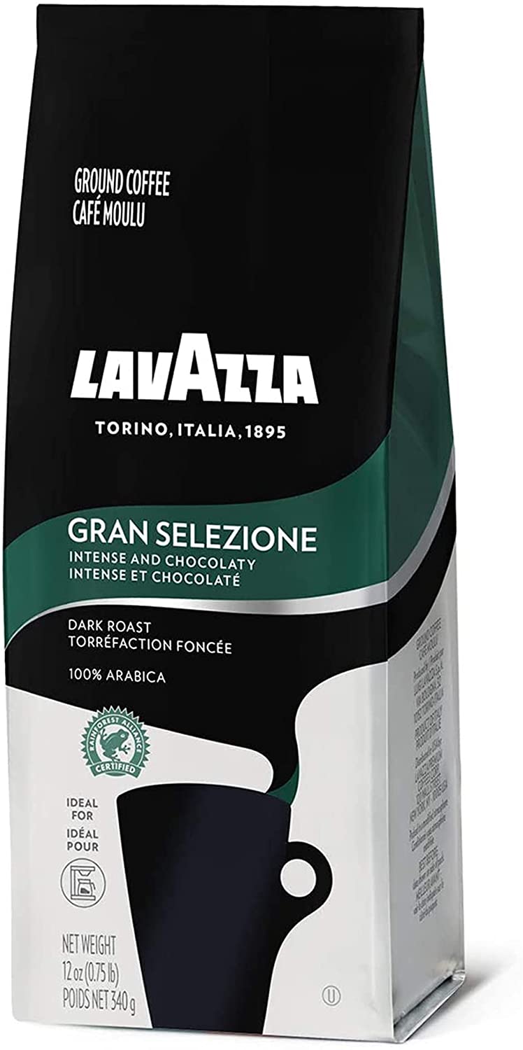 Lavazza Gran Selezione Ground Coffee Blend, Dark Roast, 12-Oz Bags