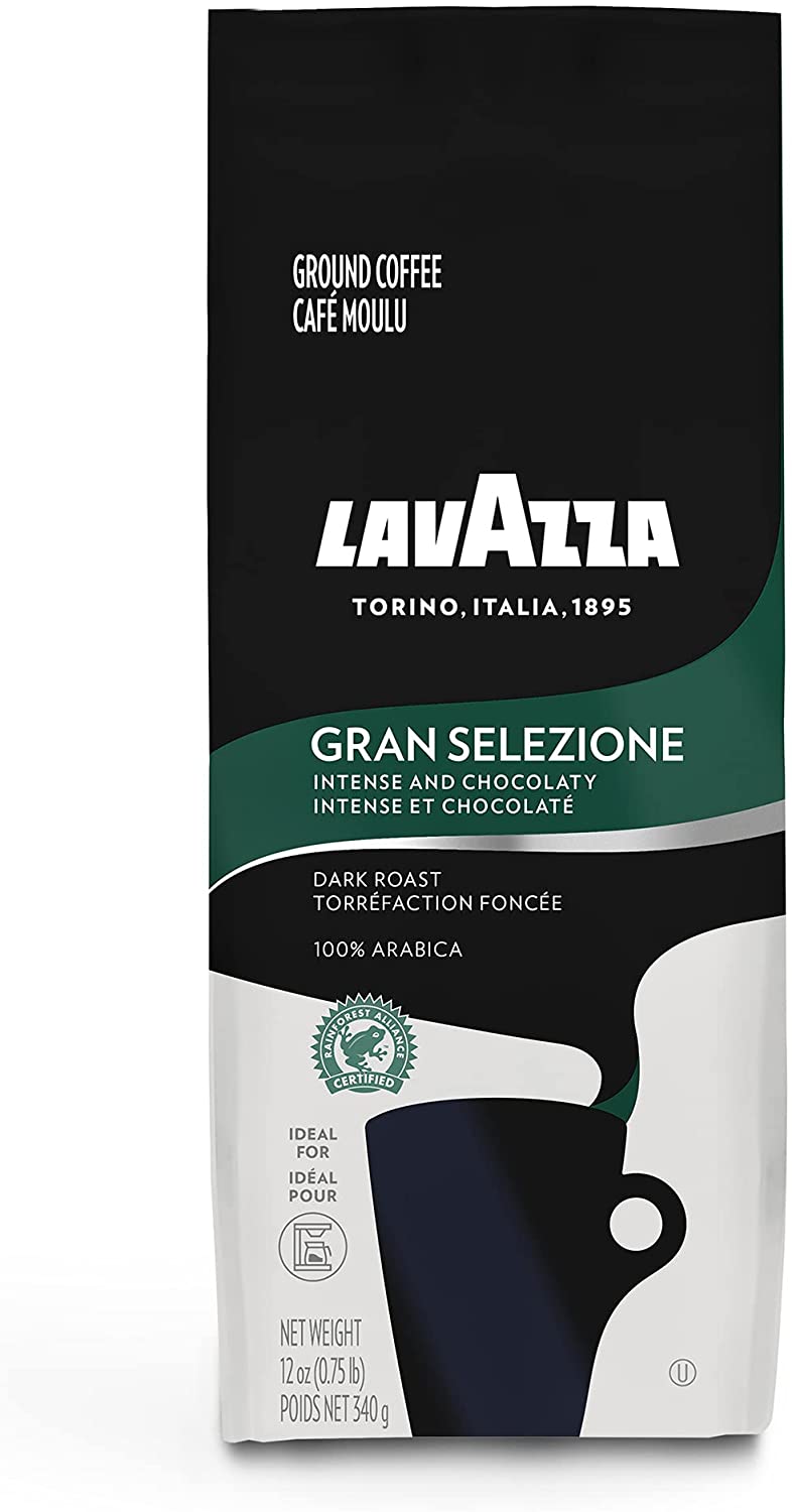 Lavazza Gran Selezione Ground Coffee Blend, Dark Roast, 12-Oz Bags