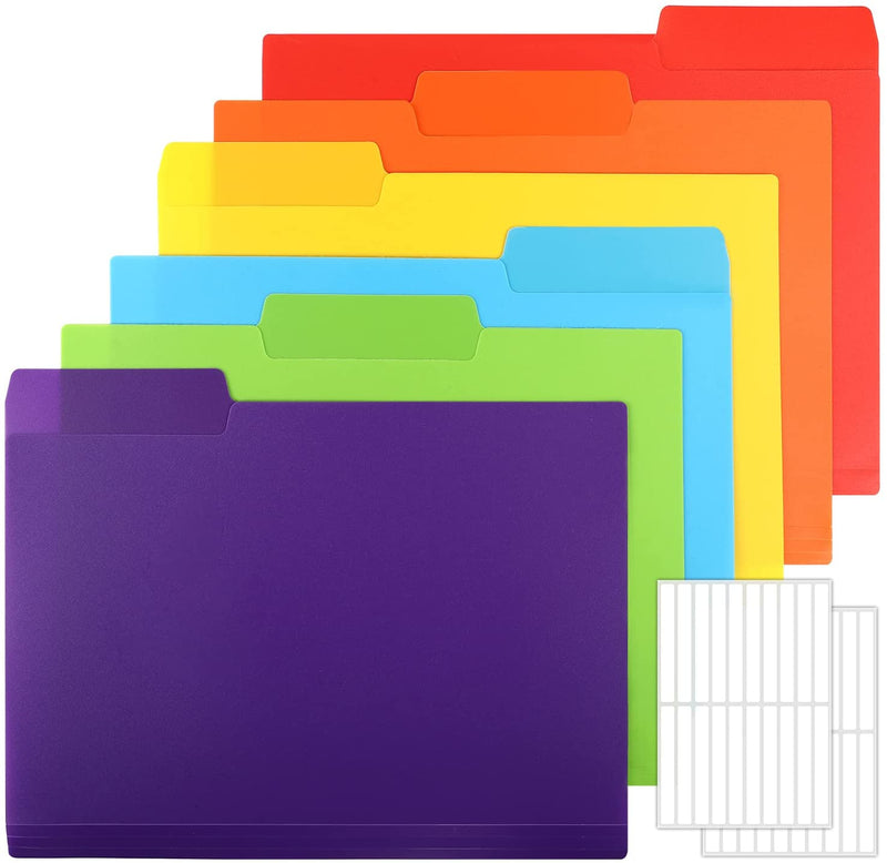 30pcs Colored Poly File Folders, 3 Tab Plastic File Folder Letter Size