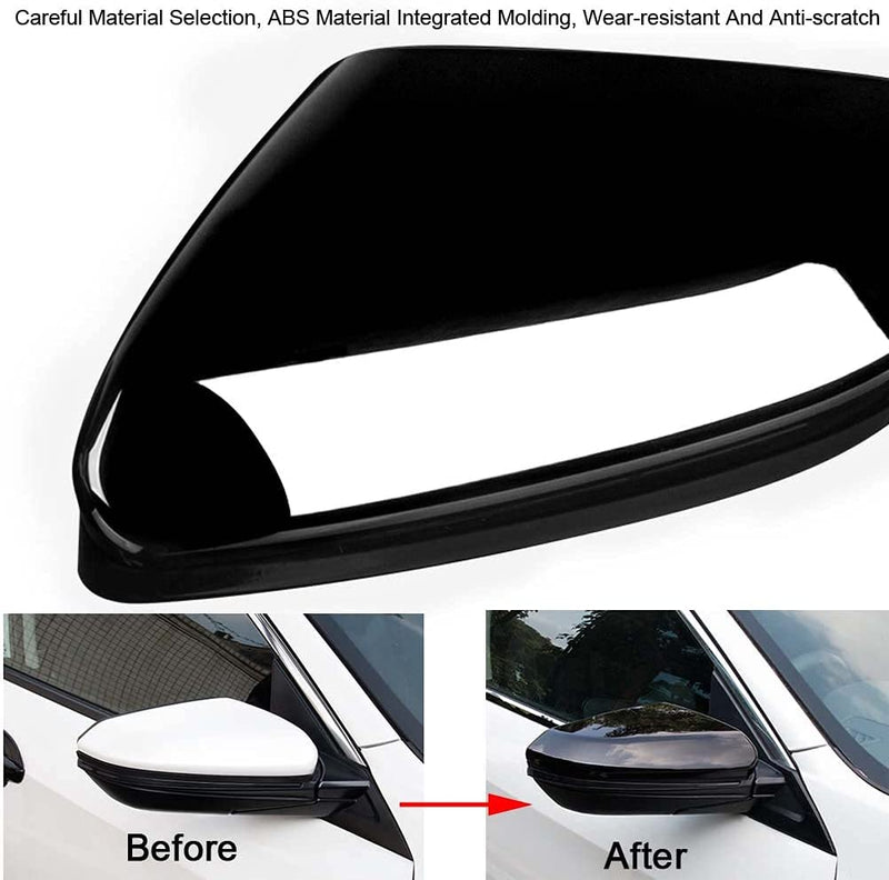 ABS Bright Black Style Rearview Mirror Cover Door Side Moulding Trim Car Exterior Accessories Decoration Compatible