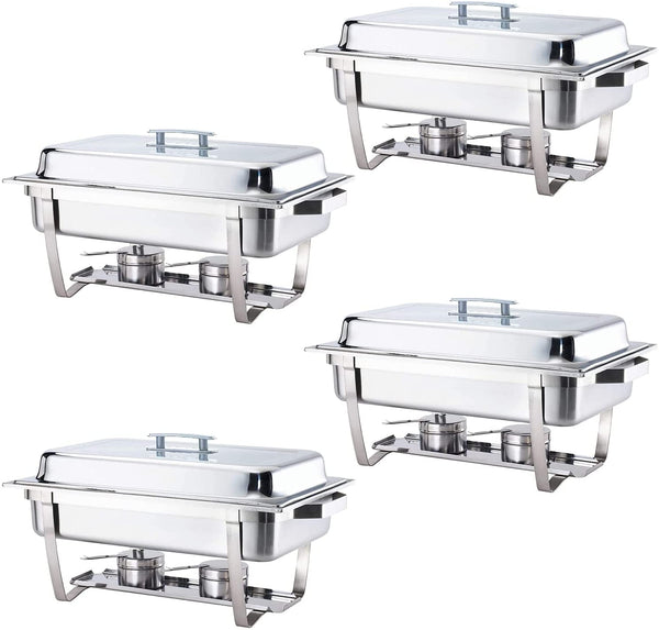 4 Pack 8QT Chafing Dish High Grade Stainless Steel Chafer Complete Set
