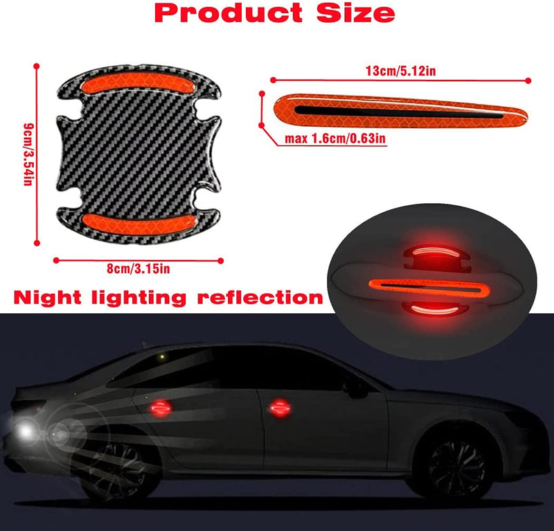8pcs Universal 3D Carbon Fiber Texture car Door Handle Door Bowl Paint Scratch Protector Protective Cover