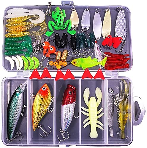 78Pcs Fishing Lures Kit Set for Freshwater Bait Tackle Kit for Bass Trout