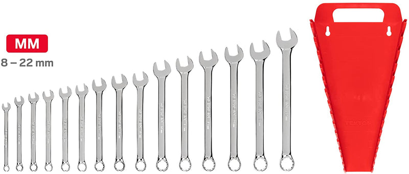 Combination Wrench Set, 15-Piece (8-22 mm) - Holder