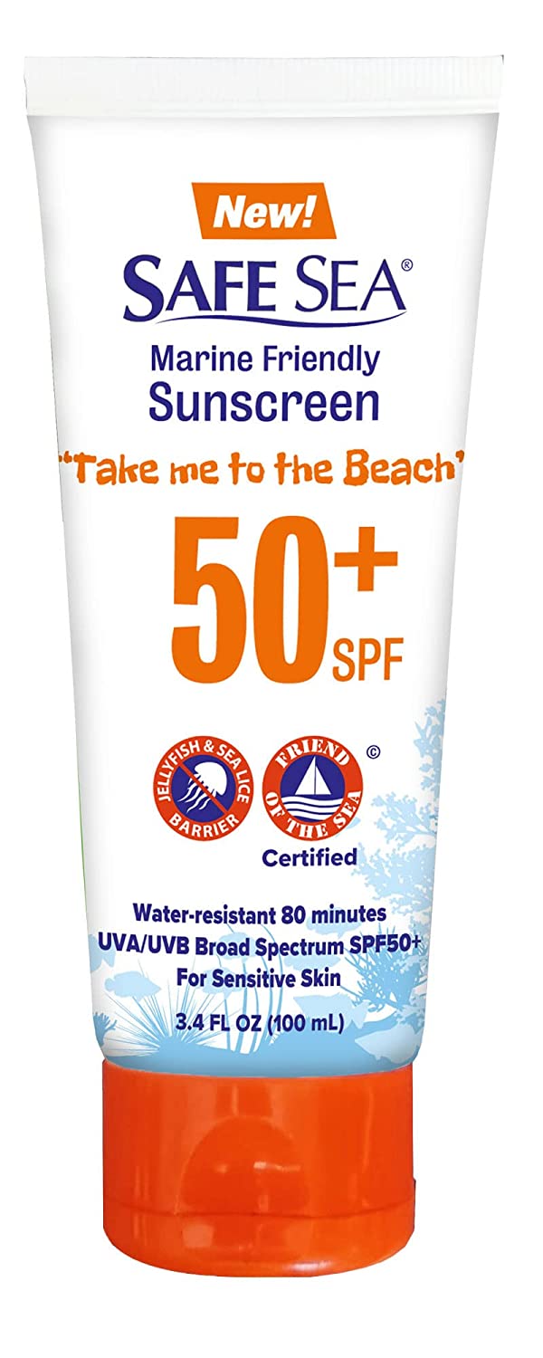 Jellyfish Sting-Blocking Sunscreen, SPF 50+ travel Size Lotion, Waterproof, Biodegradable, Coral Reef-Safe – Body and Face Sunscreen