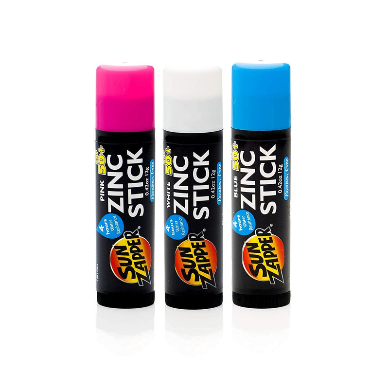 Zinc Oxide Sun Block - Pink, White & Blue - SPF 50+ - Very High Sun Protection Waterproof