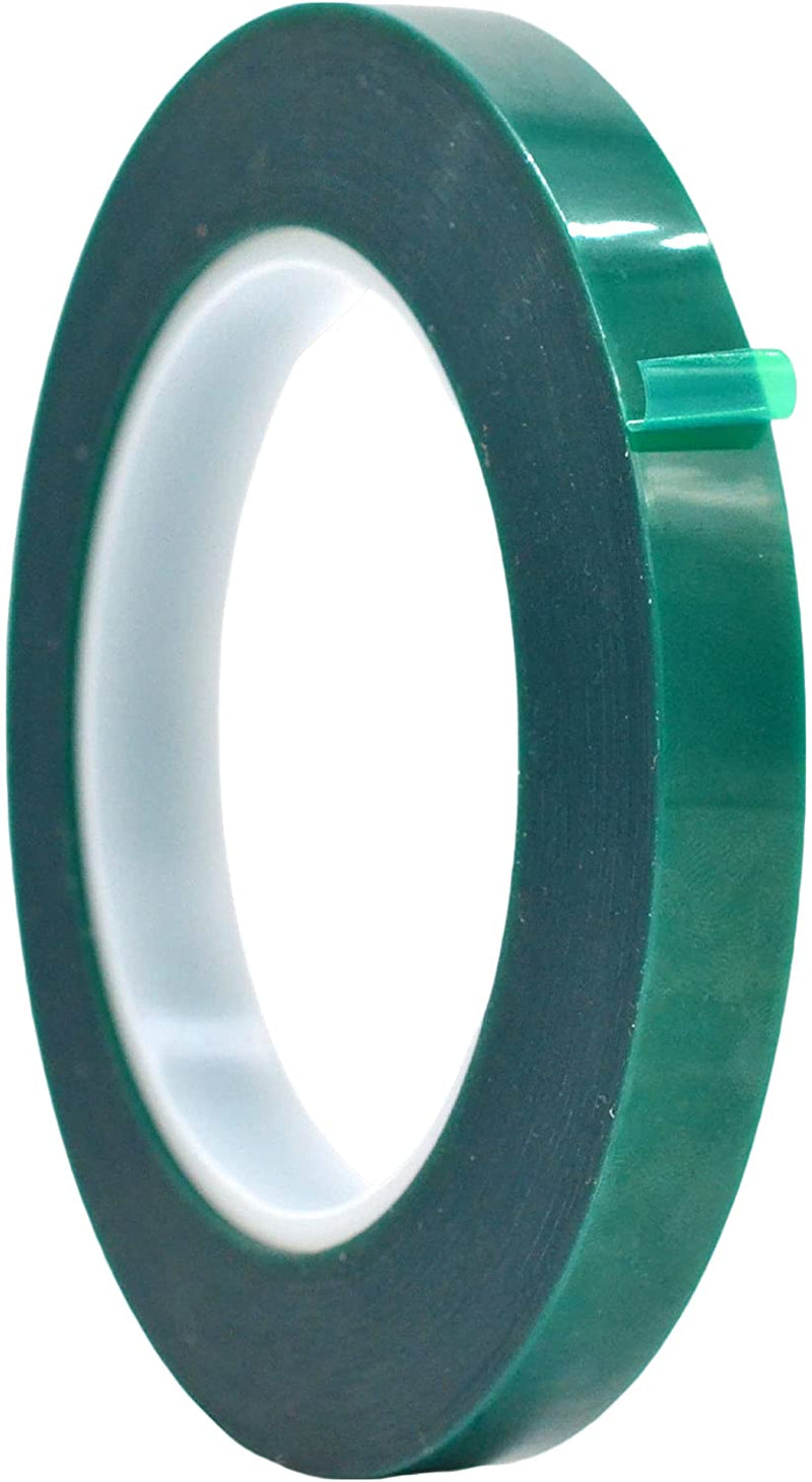 PFT35GS High Temperature Polyester Green Masking Pet Tape. 1/2 inch x 72 yds. for Powder Coating