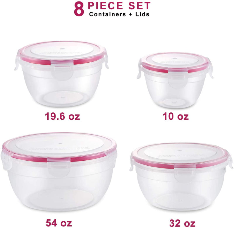Food Storage Containers with Lids Airtight, Plastic Stackable Kitchen Bowls