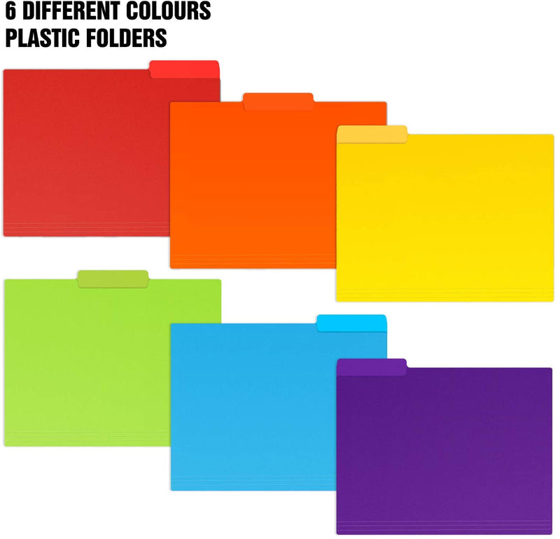 30pcs Colored Poly File Folders, 3 Tab Plastic File Folder Letter Size