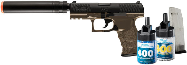 Walther PPQ 6mm BB Pistol Airsoft Gun, Combat Kit (Gun, 800 BBs and 2 Mags)