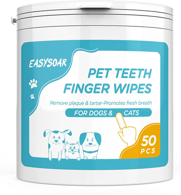 Pet Dental Wipes for Dogs & Cats Teeth Cleaning Finger Wipes-Tartar and Plaque Remover