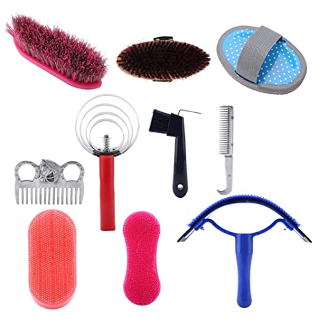 10PCS Horse Grooming Care Kit Professional Horse Cleaning Tool Set