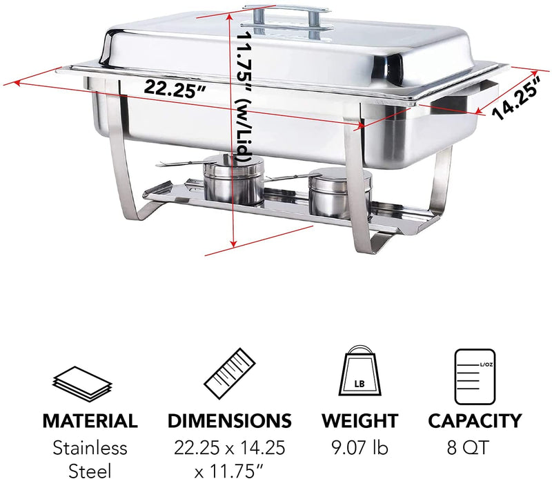 70014-GRAY 4 Pack 8QT Chafing Dish High Grade Stainless Steel Chafer Complete Set