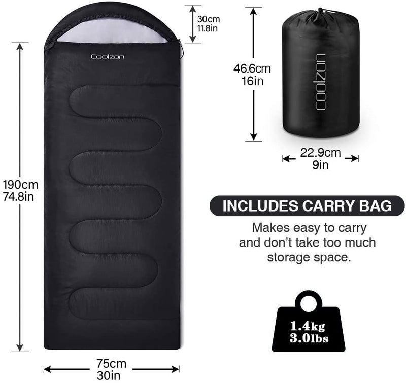 Coolzon Lightweight Backpacking Sleeping Bag for Adults