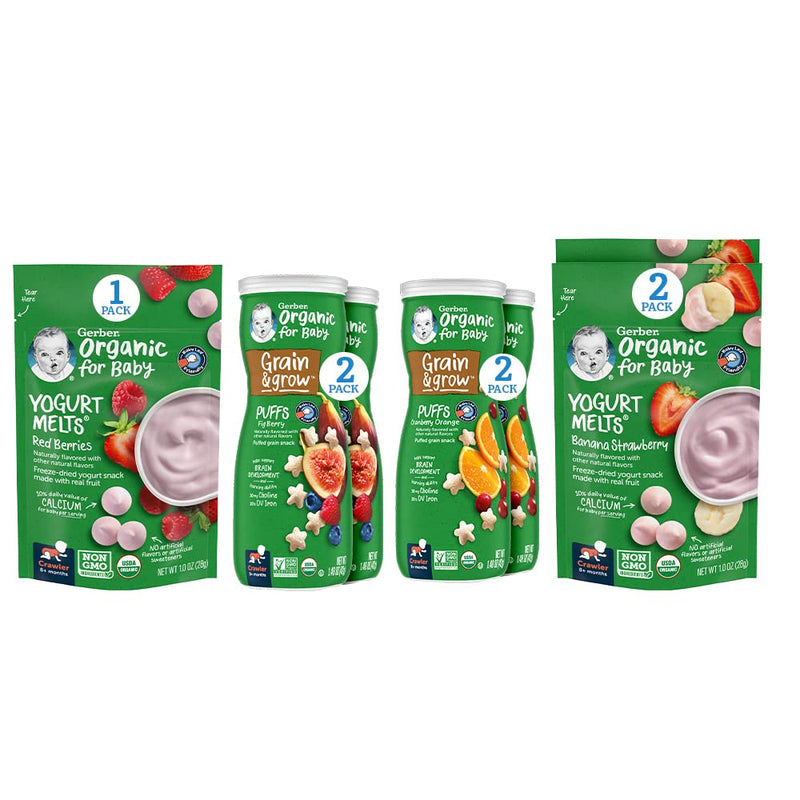 Snacks for Baby Variety Pack, Organic Yogurt Melts & Organic Puffs (Set of 7)