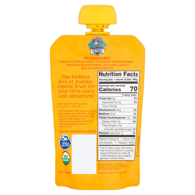 Paw Patrol Mighty Mango Organic Mixed Fruit Squeeze Pouch, 3.5 oz. (Pack Of 10)