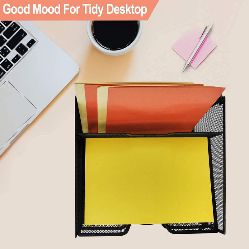 Desk File Organizer with 3 Paper Trays and 1 Vertical Upright Compartment