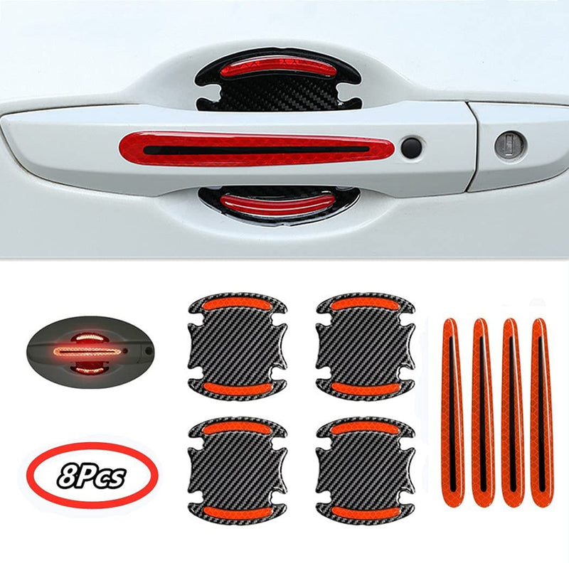 8pcs Universal 3D Carbon Fiber Texture car Door Handle Door Bowl Paint Scratch Protector Protective Cover